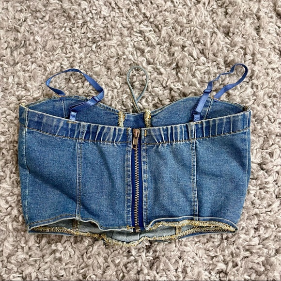 New! Tie front denim top! - Picture 2 of 5